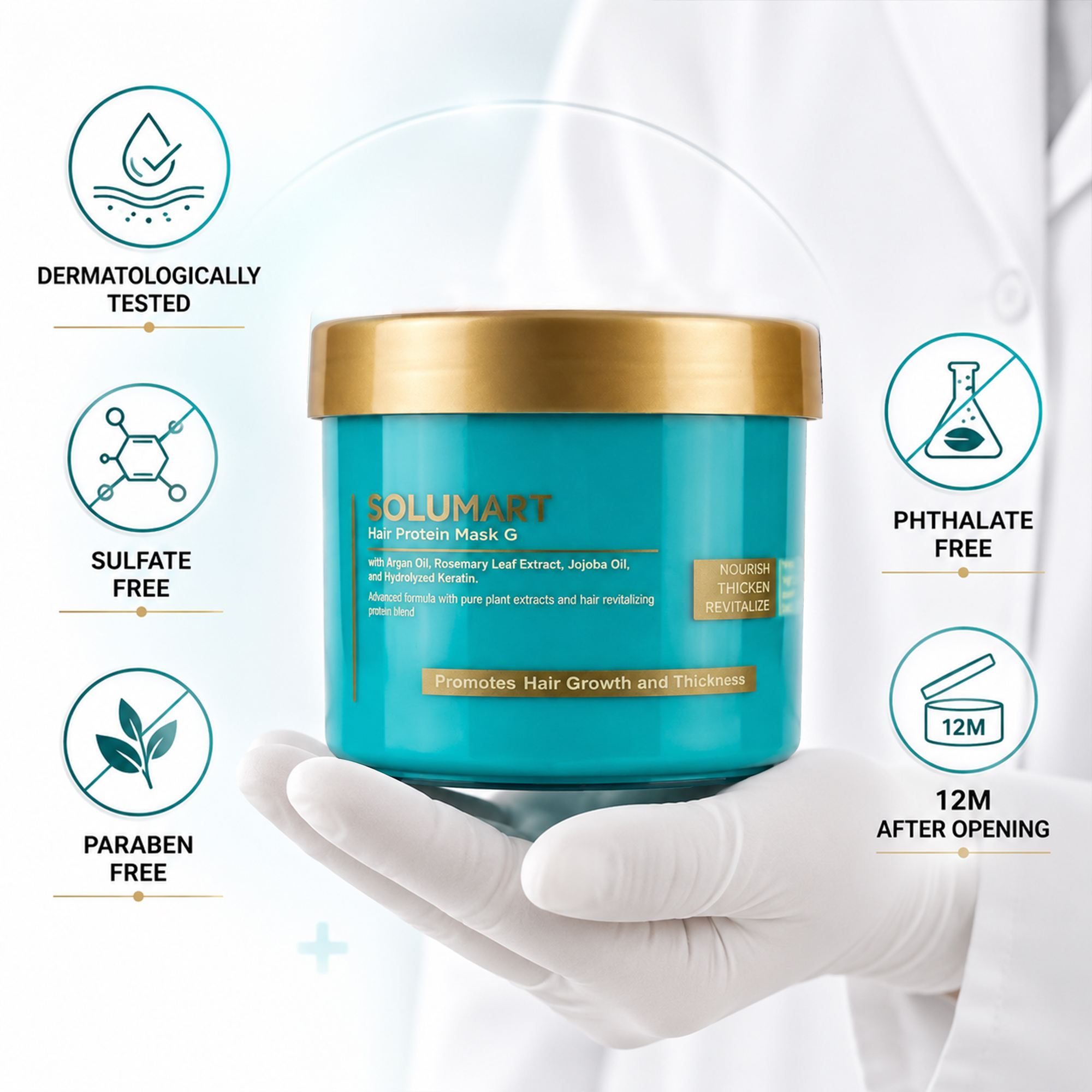 Solumart Hair Protein Mask (G). Promotes Hair Growth & Thickness - Image 5