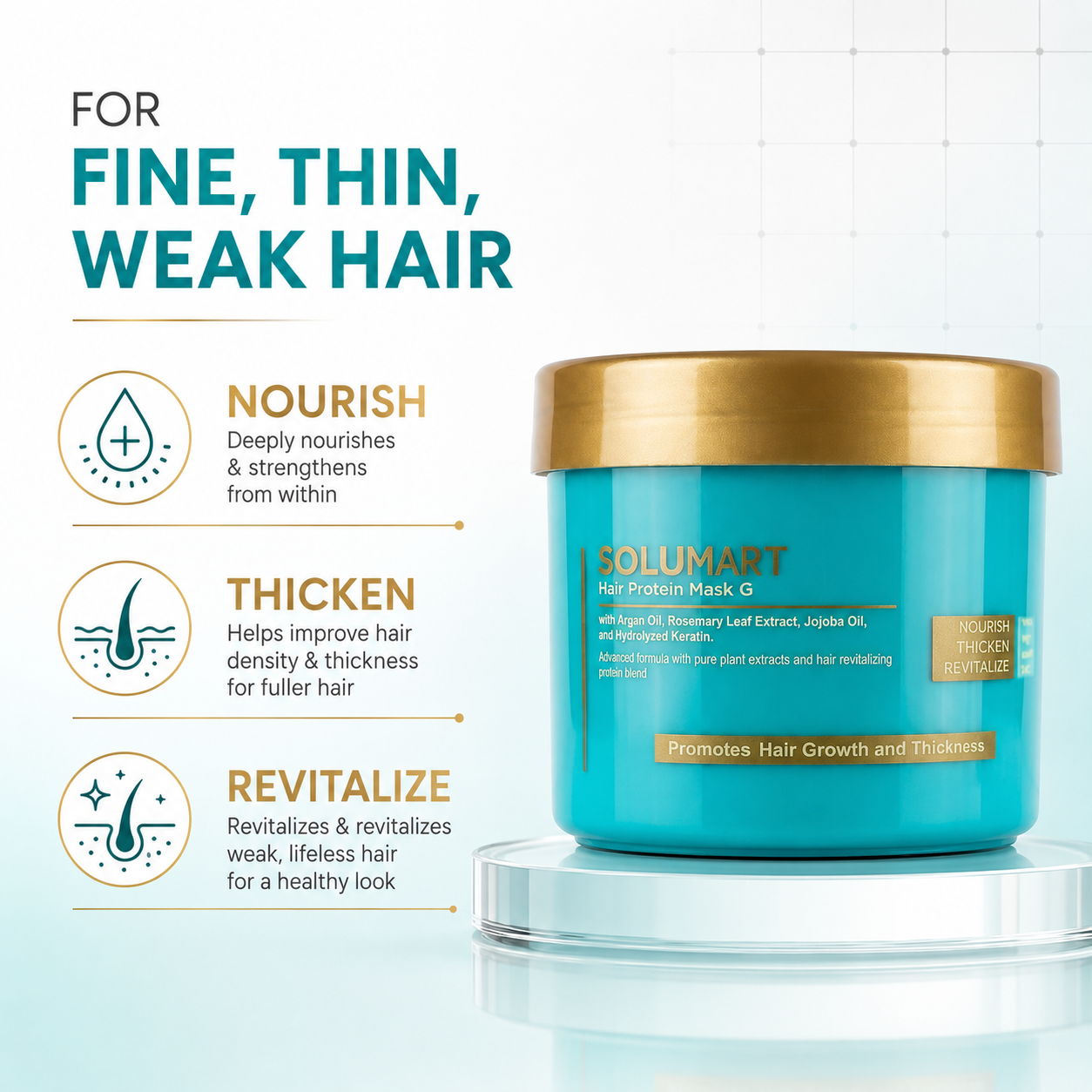 Solumart Hair Protein Mask (G). Promotes Hair Growth & Thickness - Image 6