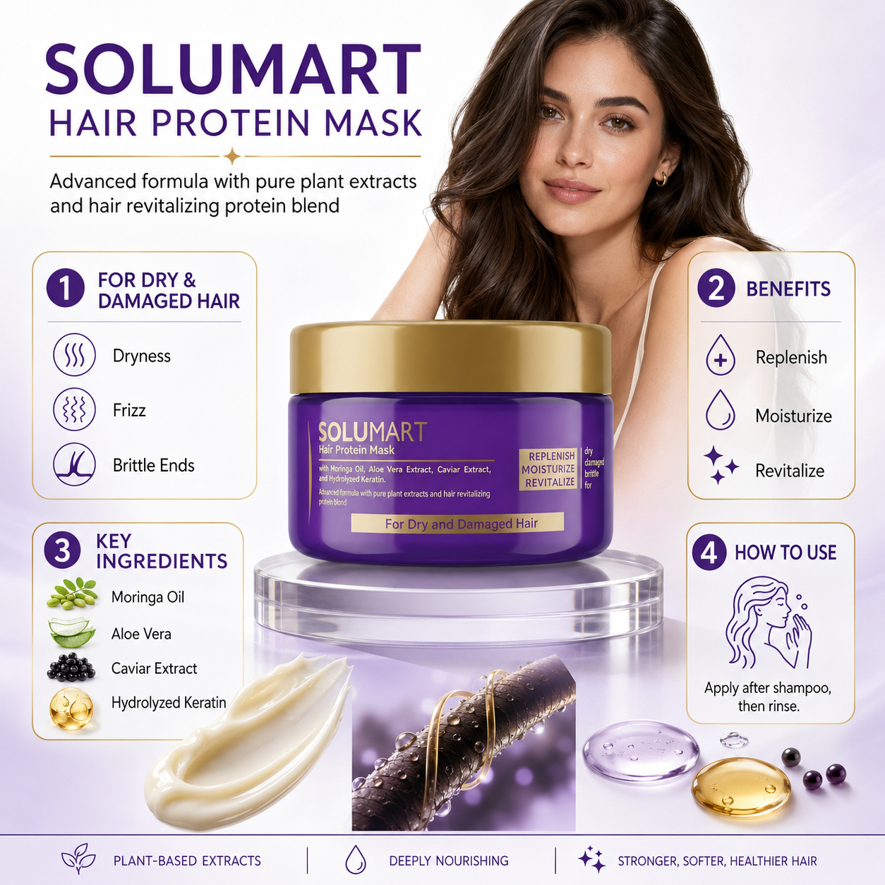 Solumart Hair Mask for Dry, Frizzy, and Brittle Hair - Image 5