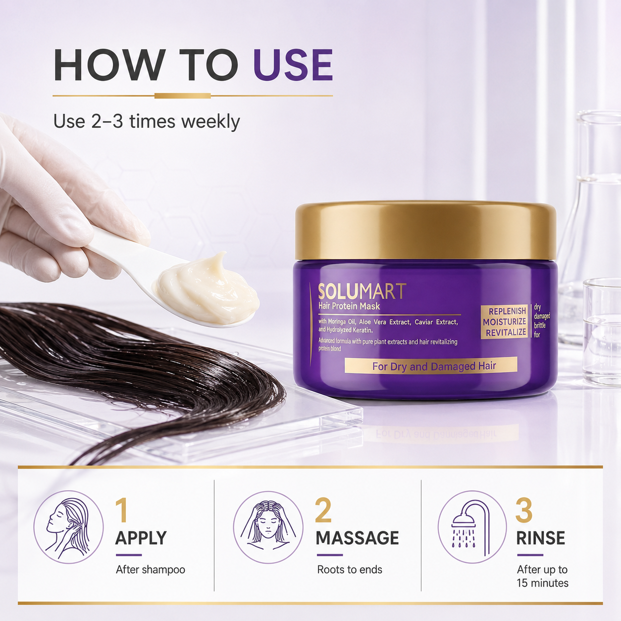 Solumart Hair Mask for Dry, Frizzy, and Brittle Hair - Image 6